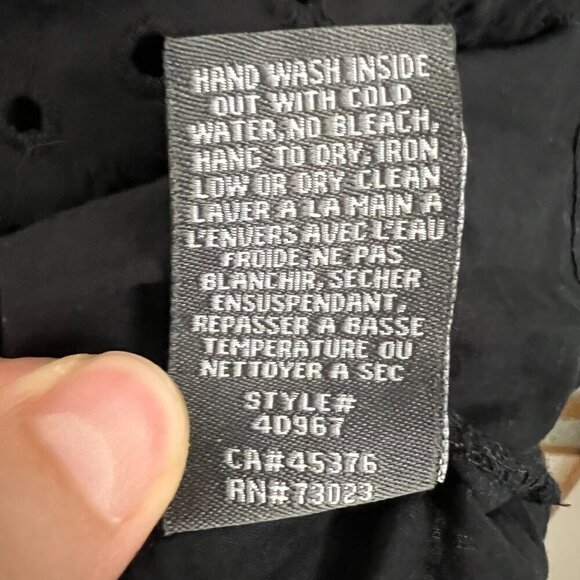 Suzy Shier Black Embroidered Eyelet Square Neck Puff Sleeve Mini Dress Sz XS - Picture 14 of 14